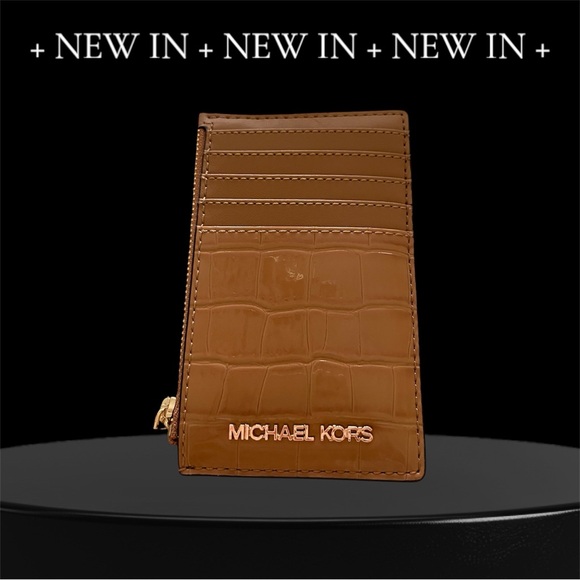Michael Kors Jet Set Travel Medium Card Case Croc Embossed NWT - Picture 1 of 5